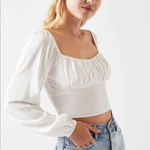 Long-Sleeve Shirred Bodice Top